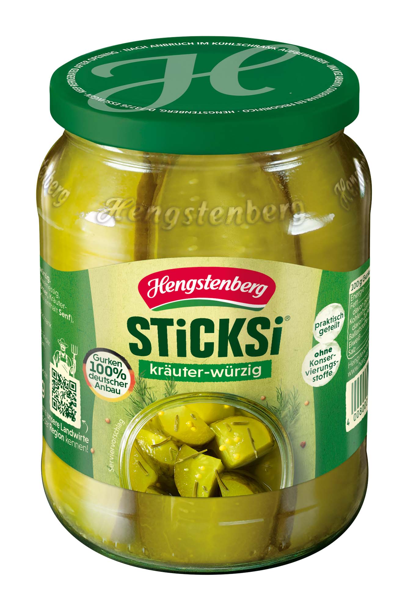 Hengstenberg Sticksi Gurken Viertel kräuter würzig 670g