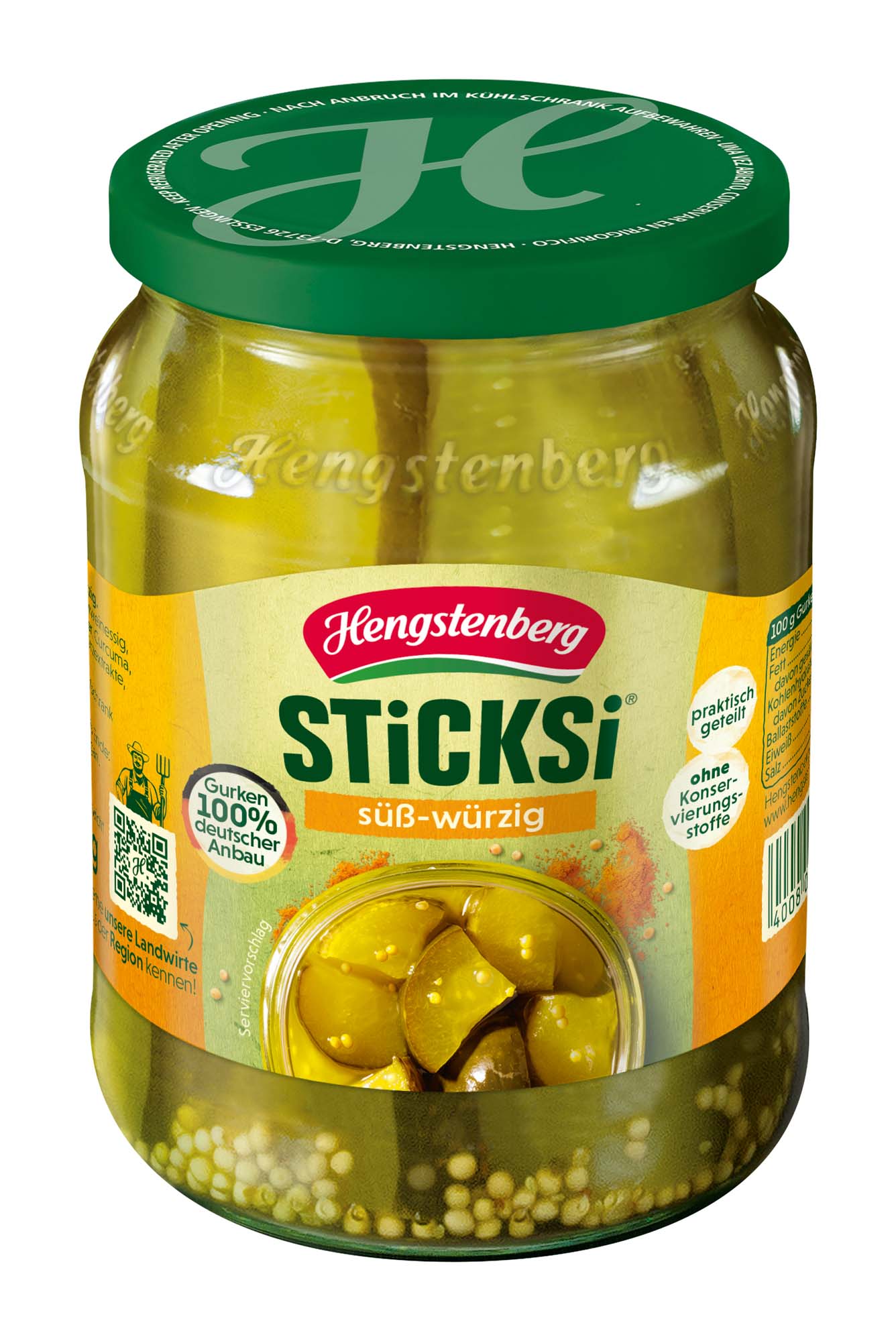 Hengstenberg Sticksi Gurken Viertel süß würzig 670g