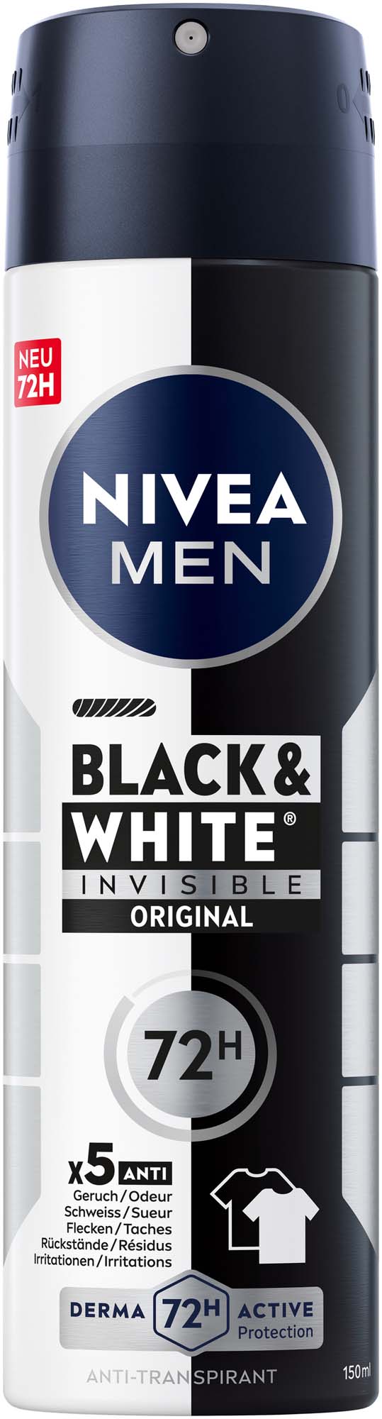 NIVEA MEN Deospray Black & White Invisible Antitranspirant 150ml