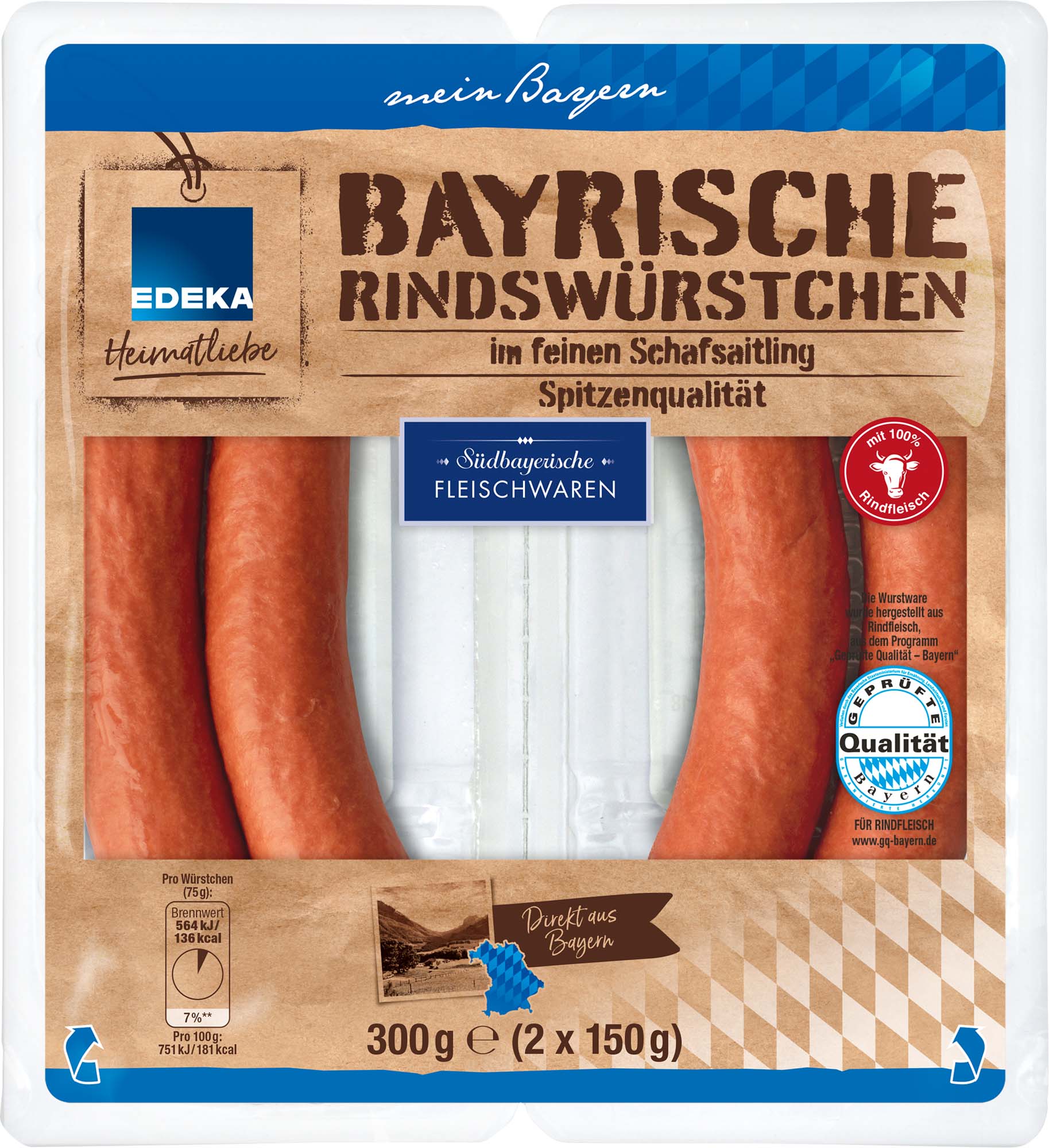 EDEKA Heimatliebe Bayrische Rindswürstchen 2x150g