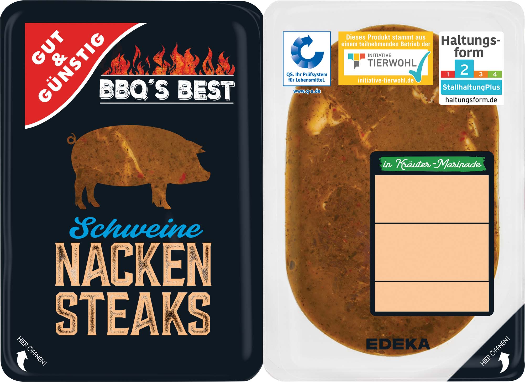 Gut & Günstig Nackensteaks in Kräutermarinade 600g