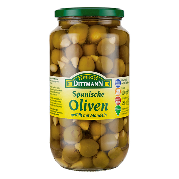 Feinkost Dittmann Oliven grün gefüllt mit Mandeln 550g – Bild 2