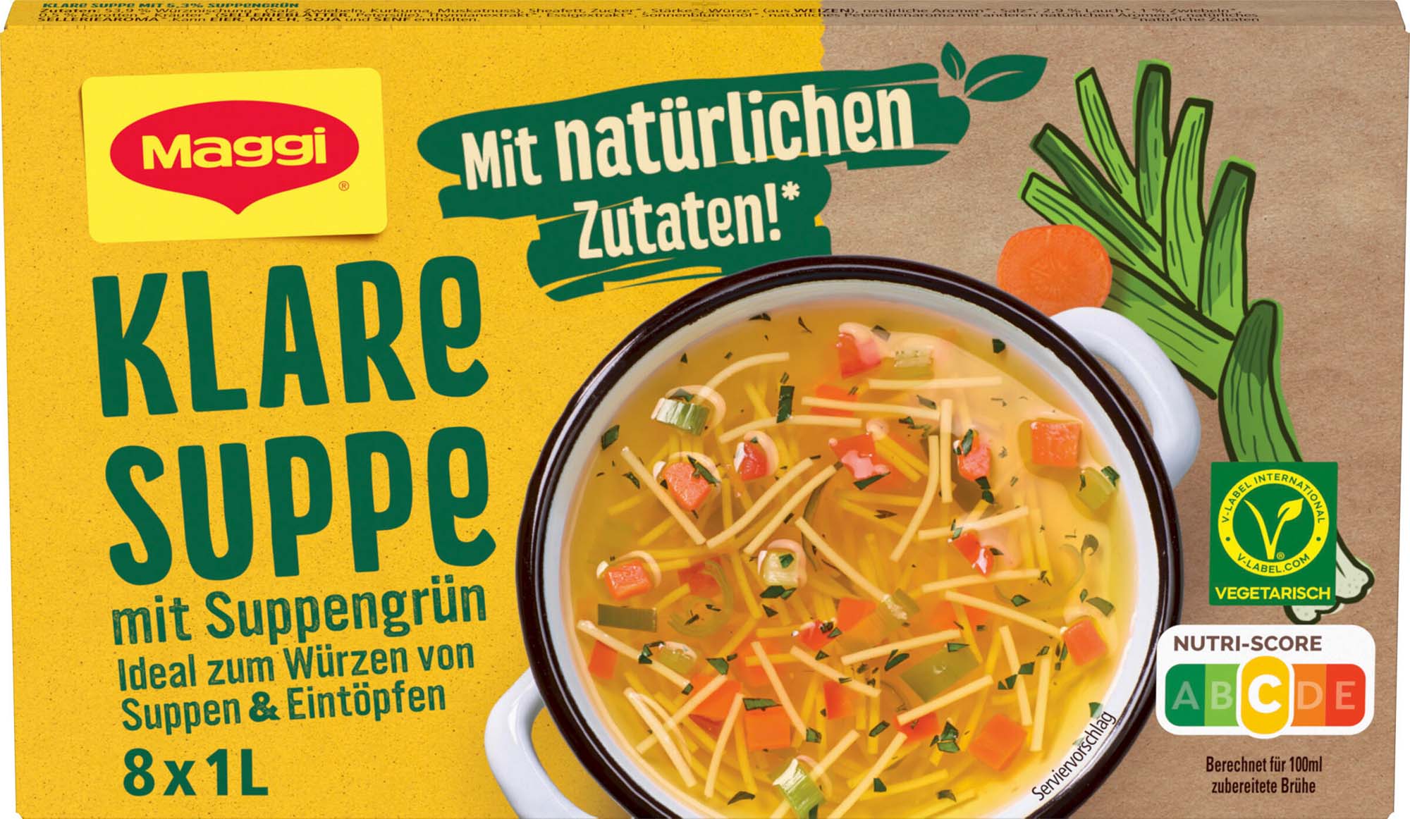 Maggi Klare Suppe mit Suppengrün 8×1 L 168g