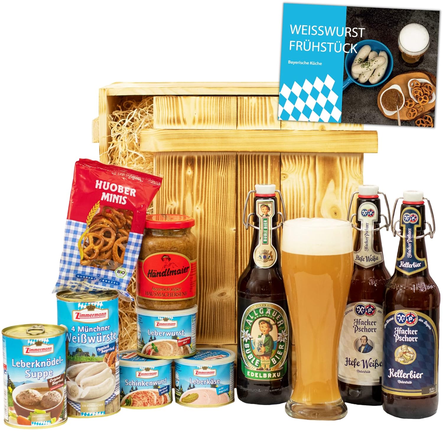 Geschenkset München | Großer Bayern Geschenkkorb mit Bier, Bierglas & bayrischen Spezialitäten