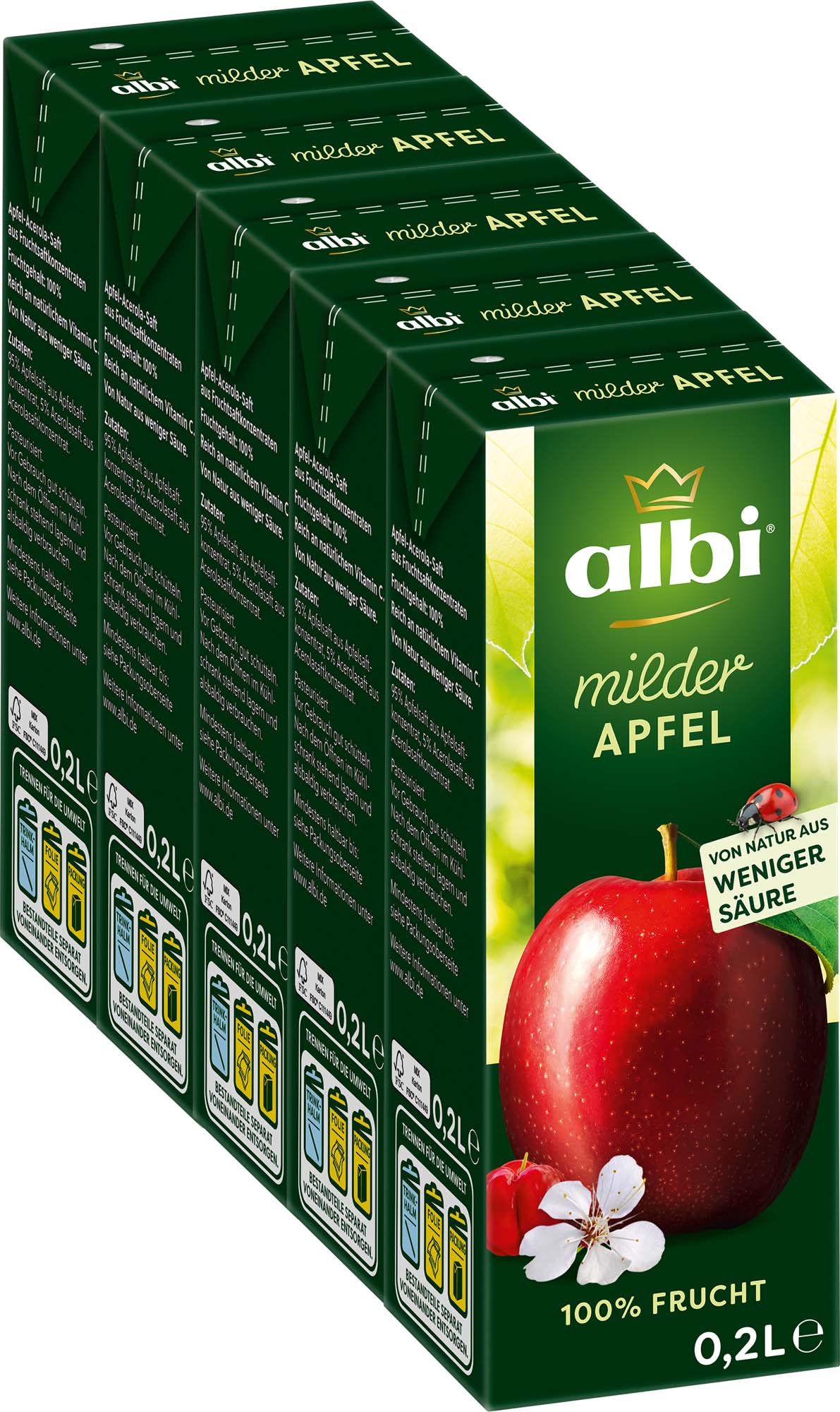 albi milder Apfelsaft 5×0,2l