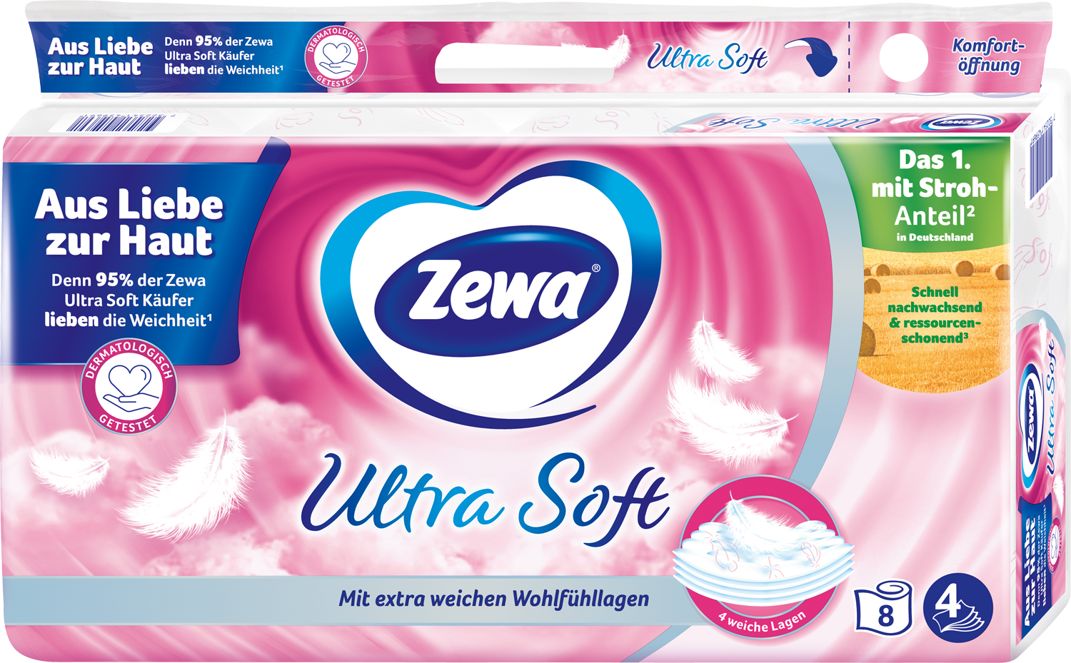 Zewa Ultra Soft Toilettenpapier 4lagig 8×150 Blatt