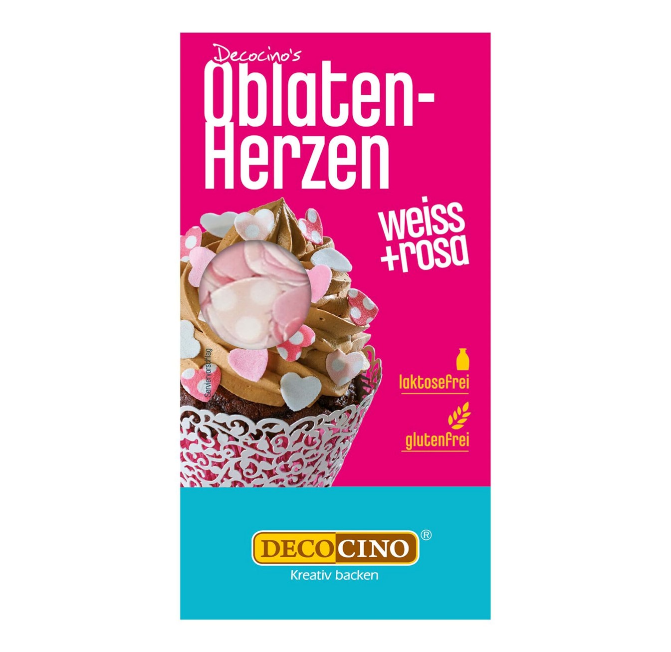 Decocino Oblaten Herzen weiss & rosa 5g