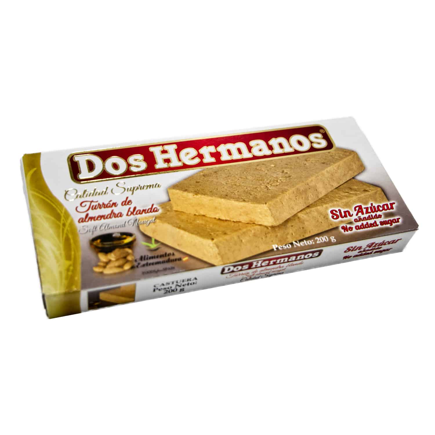 Turron de almendra blando sin azúcar añadido – Dos Hermanos – Weichmandel-Nougat ohne Zuckerzusatz