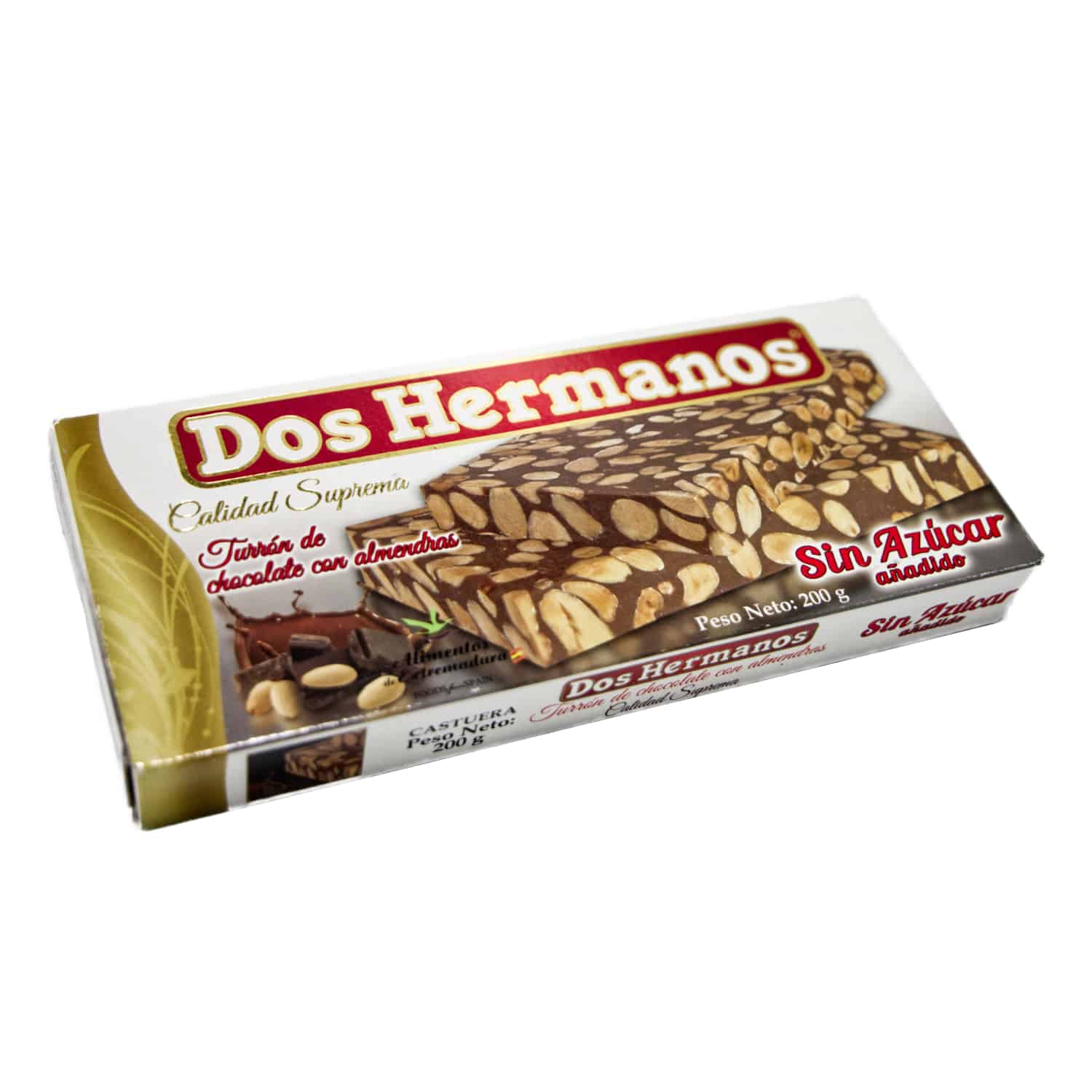 Turron de chocolate de almendras sin azúcar añadido 200g – Nougat mit Schokolade und Mandeln ohne Zuckerzusatz